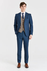 Viceroy Navy pak met contrasterend Harris Brown Tweed vest.