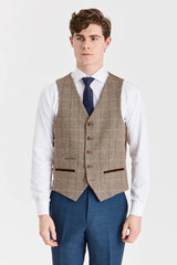 Viceroy Navy pak met contrasterend Harris Brown Tweed vest.