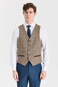 Viceroy Navy pak met contrasterend Harris Brown Tweed vest.