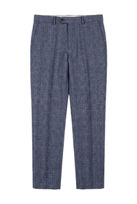 Victor - Heren Tweed Geruite Blauwe Trouwbroek