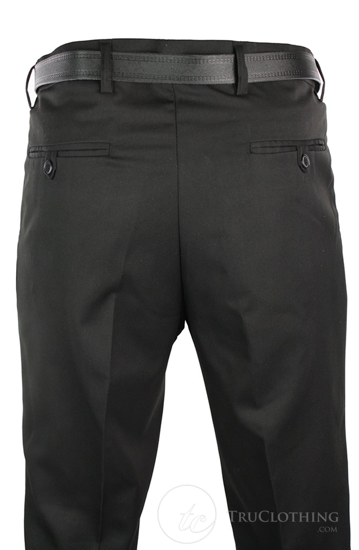 Mens Black Smart Work Office Wedding Trousers W Belt Short Reg Long