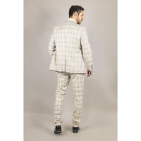 Warwick Men's Beige 3-Piece Checked Suit