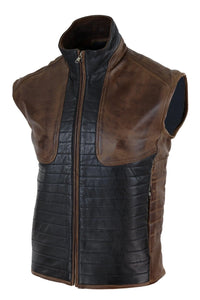 Mens Black & Brown Leather Gilet