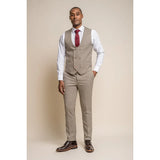 Elwood - Men's Beige Check Houndstooth Waistcoat