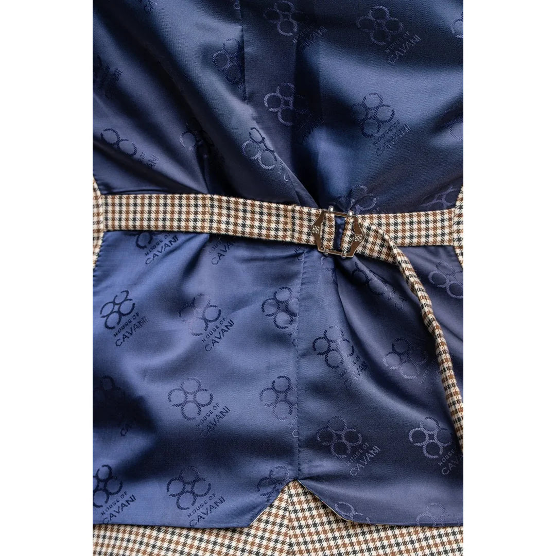 Elwood - Men's Beige Check Houndstooth Waistcoat