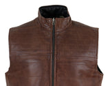 Mens Black & Brown Reversible Leather Gilet