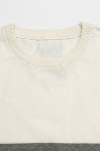 Wit en zwart gebreid T-shirt met kleurblokken voor heren