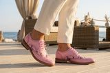 Wolf - Roze brogues met bloemenprint voor heren
