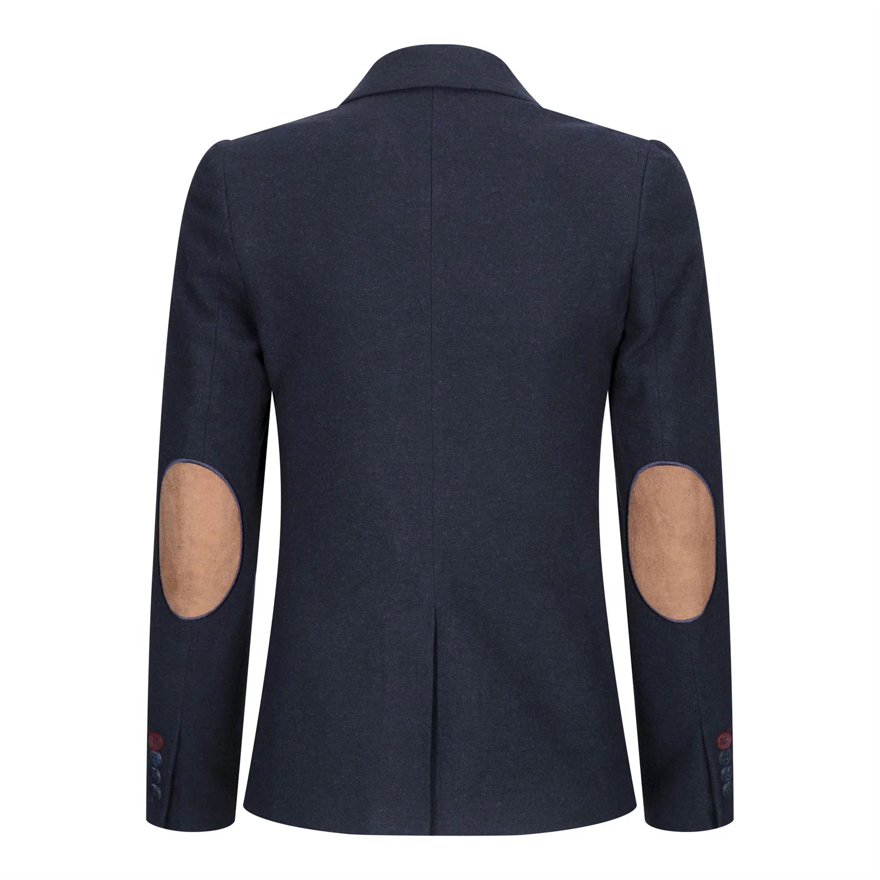 Womens Blazer Suit Wool Tweed Elbow Patch 1920s Vintage Classic Blue