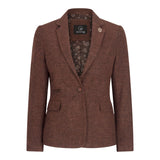 WS-12 - Dames Tweed Blazer Visgraat Wol Roestbruin