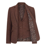 WS-12 - Dames Tweed Blazer Visgraat Wol Roestbruin