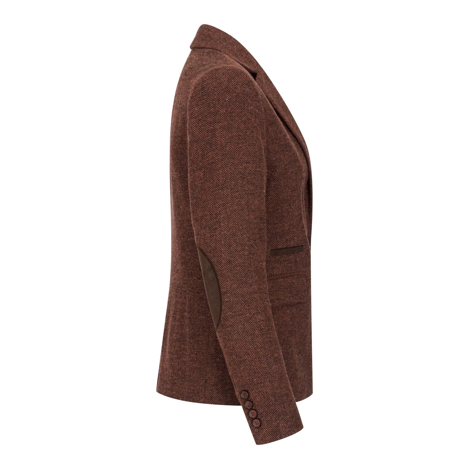 WS-12 - Dames Tweed Blazer Visgraat Wol Roestbruin