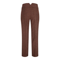 WS-12 - Dames Tweed Pantalon Visgraat Wol Roestbruin
