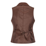 WS-12 - Dames Tweed Pak Vest Visgraat Wol Roestbruin