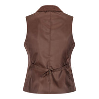 WS-12 - Dames Tweed Pak Vest Visgraat Wol Roestbruin