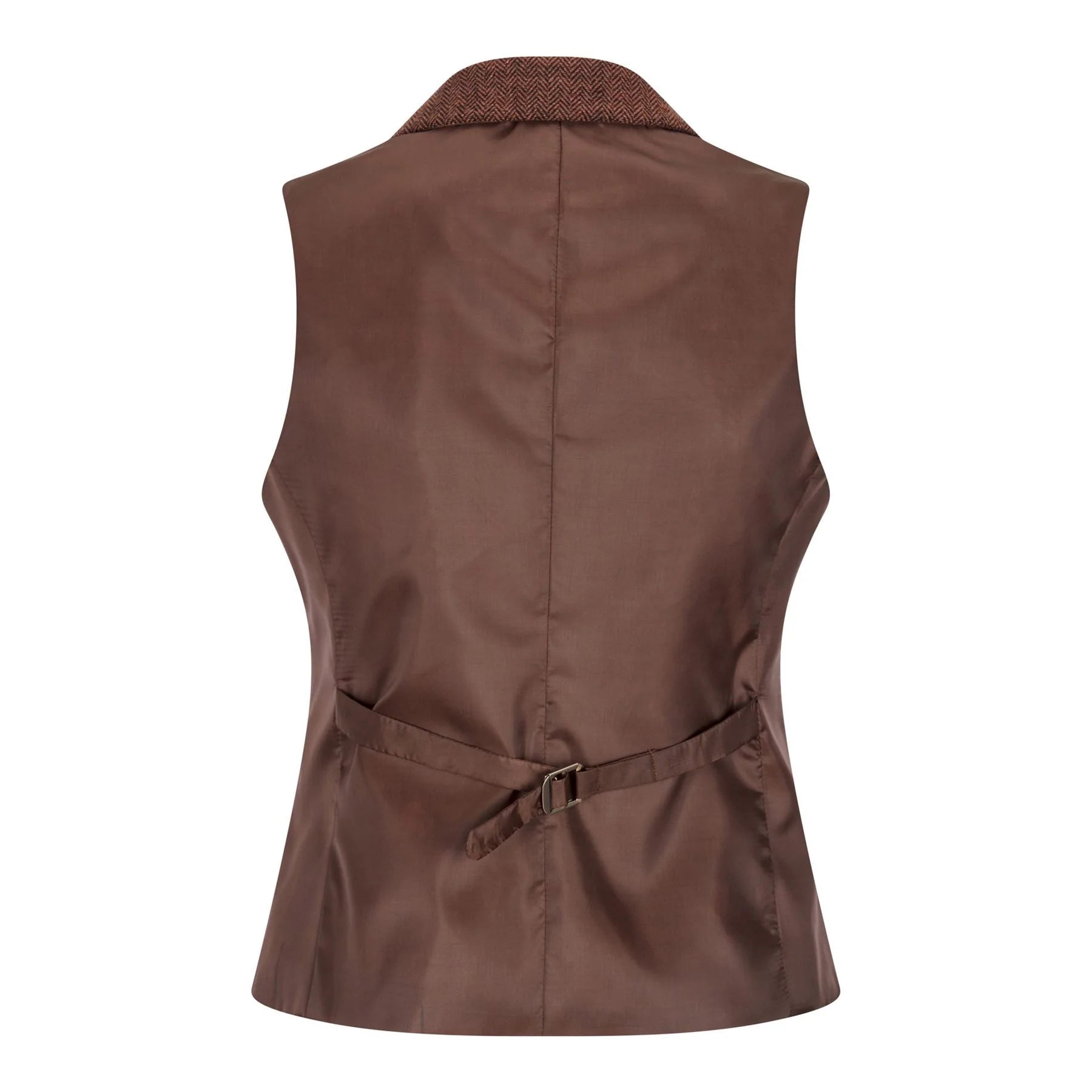 WS-12 - Dames Tweed Pak Vest Visgraat Wol Roestbruin