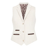 WSN15 - Dames crèmekleurig wolmix tweed gilet